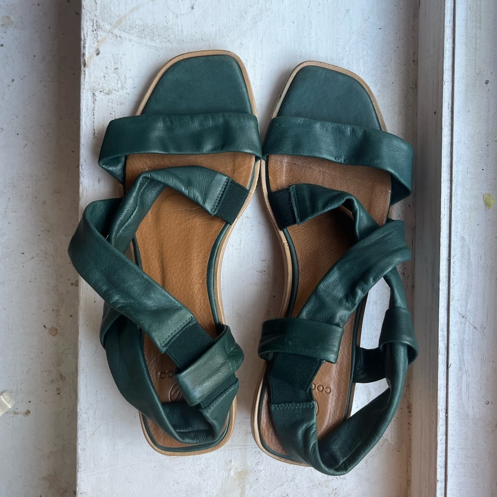 Forest green leather Coclico sandals size 37 1/2 - worn once!